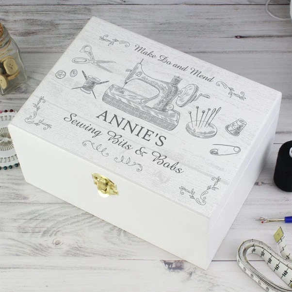 Personalised Sewing Kit White Wooden Memory Box 5 Personalised Sewing Kit White Wooden Memory Box - Image 3