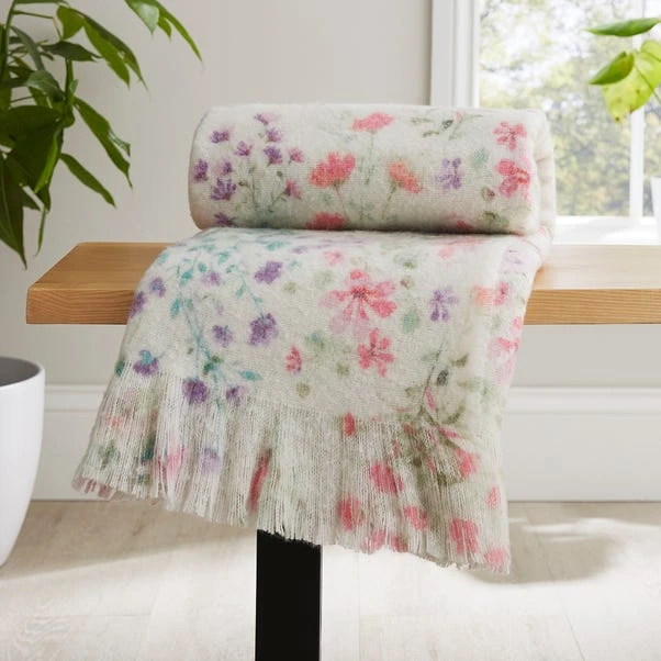 Watercoloured Floral Throw 130cm X 180cm 3 Watercoloured Floral Throw 130cm X 180cm