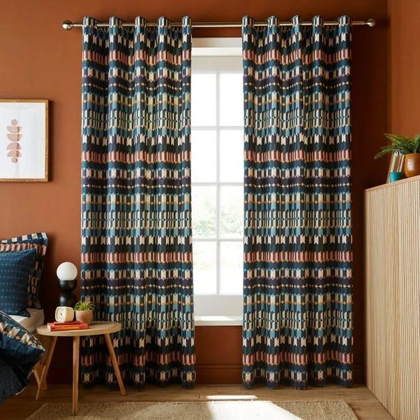 Oden Geometric Eyelet Curtains 4 Oden Geometric Eyelet Curtains - Image 2