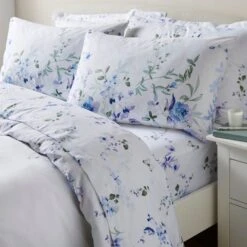 Nola Leaf Green Polycotton Flat Sheet -Home Furnishing Store 30904218