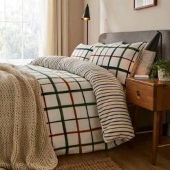 Woodland Check Fleece Duvet Cover And Pillowcase Set -Home Furnishing Store 30905187 alt07