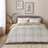Grey Natural Check Brushed Cotton Duvet Cover And Pillowcase Set -Home Furnishing Store 30907890