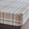 Grey Natural Check Brushed Cotton Fitted Sheet -Home Furnishing Store 30907946