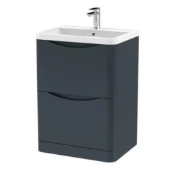 Lunar Floor Standing 2 Drawer Vanity Unit With Polymarble Basin -Home Furnishing Store 30910149