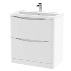 Lunar Floor Standing 2 Drawer Vanity Unit With Polymarble Basin -Home Furnishing Store 30910243