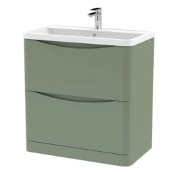 Lunar Floor Standing 2 Drawer Vanity Unit With Polymarble Basin -Home Furnishing Store 30910246