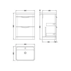 Parade Floor Standing 2 Drawer Vanity Unit With Ceramic Basin 17 Parade Floor Standing 2 Drawer Vanity Unit With Ceramic Basin -Home Furnishing Store 30910357 alt09