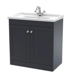 Classique Floor Standing 2 Door Vanity Unit With Ceramic Basin -Home Furnishing Store 30910476