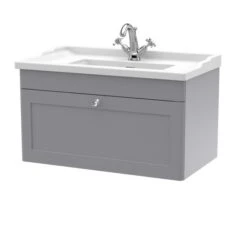 Classique Wall Mounted 1 Drawer Vanity Unit With Ceramic Basin 40 Classique Wall Mounted 1 Drawer Vanity Unit With Ceramic Basin -Home Furnishing Store 30910484