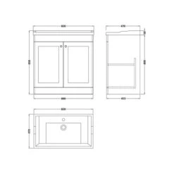 Classique Floor Standing 2 Door Vanity Unit With Ceramic Basin -Home Furnishing Store 30910486 alt09