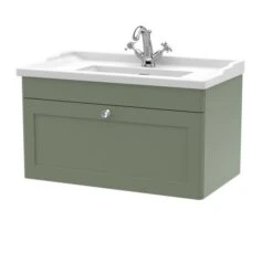 Classique Wall Mounted 1 Drawer Vanity Unit With Ceramic Basin 38 Classique Wall Mounted 1 Drawer Vanity Unit With Ceramic Basin -Home Furnishing Store 30910488