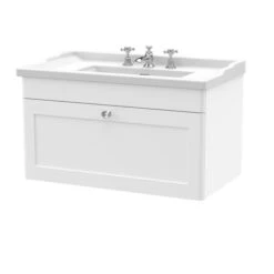 Classique Wall Mounted 1 Drawer Vanity Unit With Ceramic Basin 36 Classique Wall Mounted 1 Drawer Vanity Unit With Ceramic Basin -Home Furnishing Store 30910520