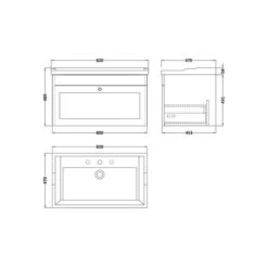 Classique Wall Mounted 1 Drawer Vanity Unit With Ceramic Basin 37 Classique Wall Mounted 1 Drawer Vanity Unit With Ceramic Basin -Home Furnishing Store 30910520 alt09