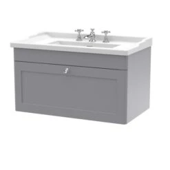 Classique Wall Mounted 1 Drawer Vanity Unit With Ceramic Basin 34 Classique Wall Mounted 1 Drawer Vanity Unit With Ceramic Basin -Home Furnishing Store 30910524