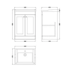 Classique Floor Standing 2 Door Vanity Unit With Ceramic Basin -Home Furnishing Store 30910607 alt09