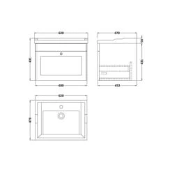 Classique Wall Mounted 1 Drawer Vanity Unit With Ceramic Basin 29 Classique Wall Mounted 1 Drawer Vanity Unit With Ceramic Basin -Home Furnishing Store 30910608 alt09