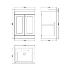 Classique Floor Standing 2 Door Vanity Unit With Ceramic Basin -Home Furnishing Store 30910615 alt09