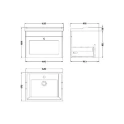 Classique Wall Mounted 1 Drawer Vanity Unit With Ceramic Basin 25 Classique Wall Mounted 1 Drawer Vanity Unit With Ceramic Basin -Home Furnishing Store 30910617 alt09