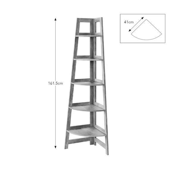Humphrey Corner Ladder Shelf, Mango Wood Effect 7 Humphrey Corner Ladder Shelf, Mango Wood Effect - Image 5