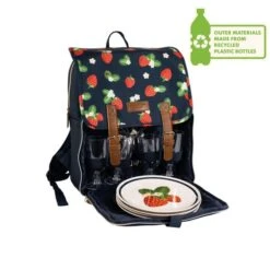 Strawberries & Cream Insulated 4 Person Insulated Floral Picnic Backpack Set 6 Strawberries & Cream Insulated 4 Person Insulated Floral Picnic Backpack Set -Home Furnishing Store 30911477 alt01