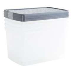 Wham Crystal Pack Of 4 62L Clip Lock Storage Boxes With Lids 15 Wham Crystal Pack Of 4 62L Clip Lock Storage Boxes With Lids -Home Furnishing Store 30914083 alt05