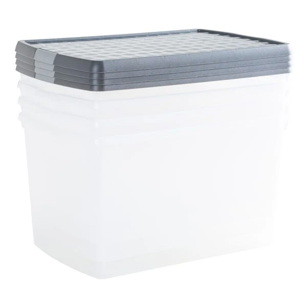 Wham Crystal Pack Of 4 62L Clip Lock Storage Boxes With Lids 8 Wham Crystal Pack Of 4 62L Clip Lock Storage Boxes With Lids - Image 6