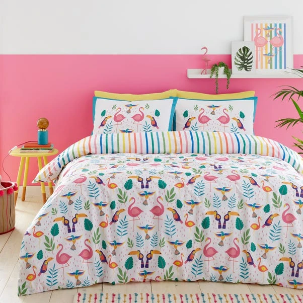 Fusion Tropical Flamingo Reversible Duvet Cover And Pillowcase Set 9 Fusion Tropical Flamingo Reversible Duvet Cover And Pillowcase Set - Image 7