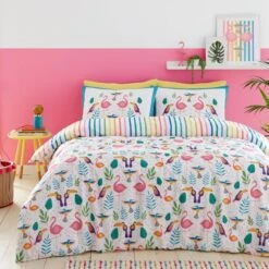 Fusion Tropical Flamingo Reversible Duvet Cover And Pillowcase Set 14 Fusion Tropical Flamingo Reversible Duvet Cover And Pillowcase Set -Home Furnishing Store 30916144
