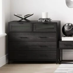 Edison 5 Drawer Chest, Matte Black