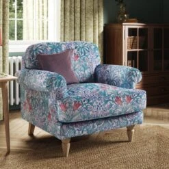 Jolene William Morris Woodland Weeds Print Velvet Snuggle Chair -Home Furnishing Store 30917909