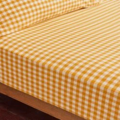 Portloe Gingham Woven Cotton Fitted Sheet 39 Portloe Gingham Woven Cotton Fitted Sheet -Home Furnishing Store 30921093