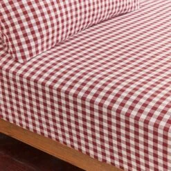 Portloe Gingham Woven Cotton Fitted Sheet 32 Portloe Gingham Woven Cotton Fitted Sheet -Home Furnishing Store 30921097