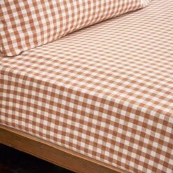 Portloe Gingham Woven Cotton Fitted Sheet 26 Portloe Gingham Woven Cotton Fitted Sheet -Home Furnishing Store 30921101
