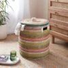 Rainbow Round Storage Basket With Lid -Home Furnishing Store 30921125