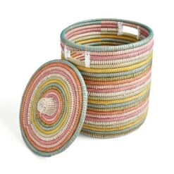 Rainbow Round Storage Basket With Lid -Home Furnishing Store 30921125 alt02