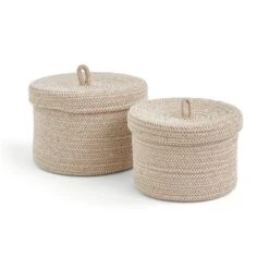 Jupiter Set Of 2 Woven Fabric Baskets With Lids -Home Furnishing Store 30921592 alt02