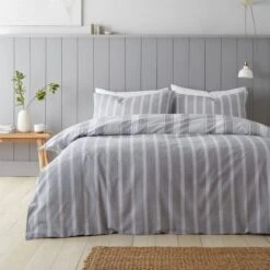 Bianca Ticking Stripe Brushed Cotton Duvet Cover And Pillowcase Set 36 Bianca Ticking Stripe Brushed Cotton Duvet Cover And Pillowcase Set -Home Furnishing Store 30925118 alt02