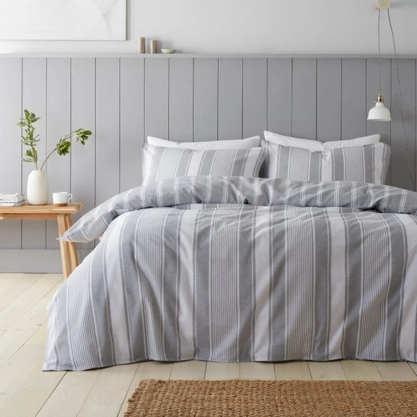 Bianca Ticking Stripe Brushed Cotton Duvet Cover And Pillowcase Set 9 Bianca Ticking Stripe Brushed Cotton Duvet Cover And Pillowcase Set - Image 7