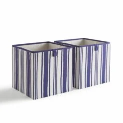 Set Of 2 Coastal Stripe Storage Cubes -Home Furnishing Store 30926792 alt02
