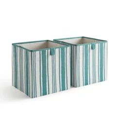 Set Of 2 Coastal Stripe Storage Cubes -Home Furnishing Store 30926813 alt02
