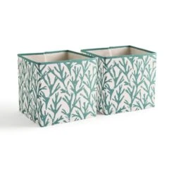Set Of 2 Coastal Coral Storage Cubes -Home Furnishing Store 30926823 alt02