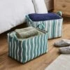 Set Of 2 Coastal Stripe Rectangular Storage Boxes -Home Furnishing Store 30926831