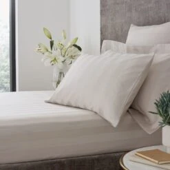 Hotel Cotton 230 Thread Count Stripe Fitted Sheet -Home Furnishing Store 30927051