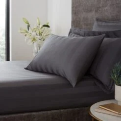 Hotel Cotton 230 Thread Count Stripe Fitted Sheet -Home Furnishing Store 30927085