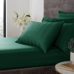 Hotel Cotton 230 Thread Count Stripe Fitted Sheet -Home Furnishing Store 30927088