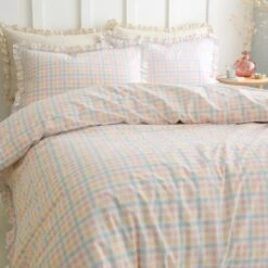 Mila Gingham 100% Cotton Duvet Cover And Pillowcase Set -Home Furnishing Store 30927936 alt03