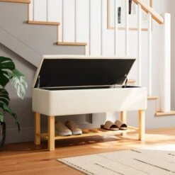 Upholstered Hallway Storage Bench 36 Upholstered Hallway Storage Bench -Home Furnishing Store 30928235 alt02