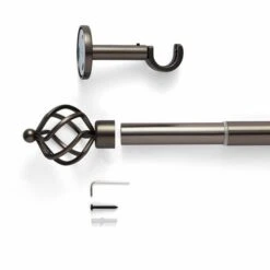 Caged Ball Extendable Metal Eyelet Curtain Pole -Home Furnishing Store 30928671 alt02