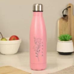 Personalised Floral Metal Insulated Drinks Bottle -Home Furnishing Store 30930017 alt02