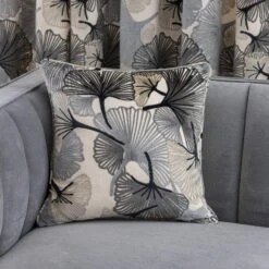 Gingko Cut Velvet Eyelet Curtains -Home Furnishing Store 30931022 alt05